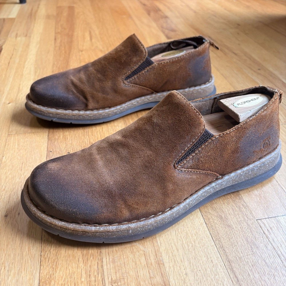 Born Bryson Slip On Brown Distressed Leather Loafer Shoes in Mens Size 12 Casual