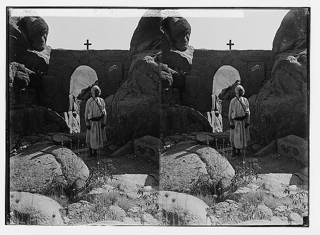 Photo:Sinai Egypt 1900s Upper Gate Tor Wady Hebran Man in Rock Ruins