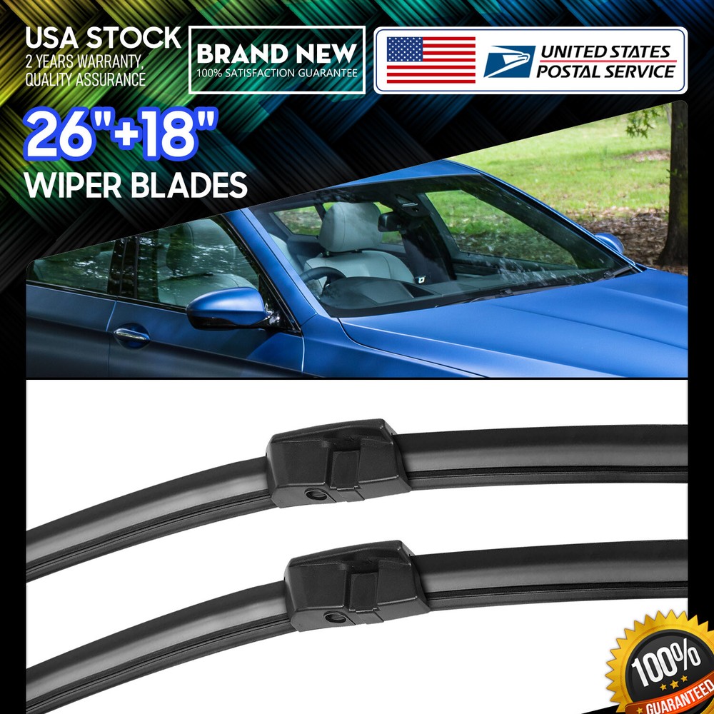 Durable 26+18 Inch Bracketless Wiper Blade Set for All-Weather Performance
