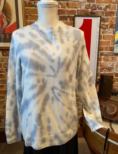 Soft by NAADAM 100% Cashmere Denim Blue Tie-Dye Pullover Sweater 2-Ply New