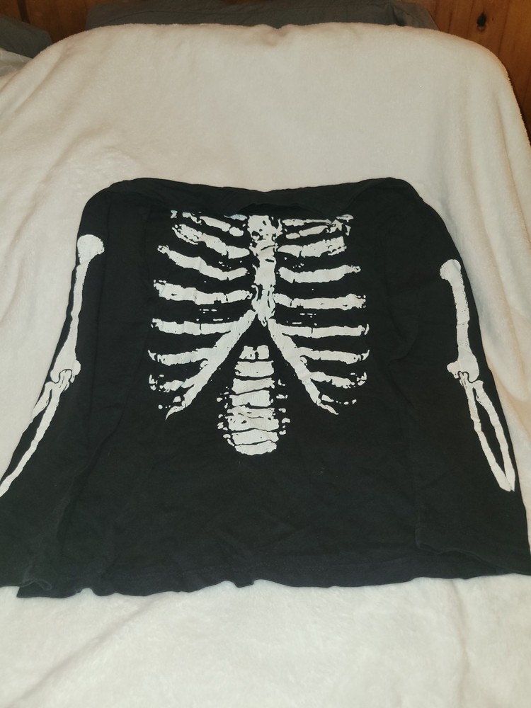 The Children's Place Boys L 10/12 Black Long Sleeve Skeleton Tee