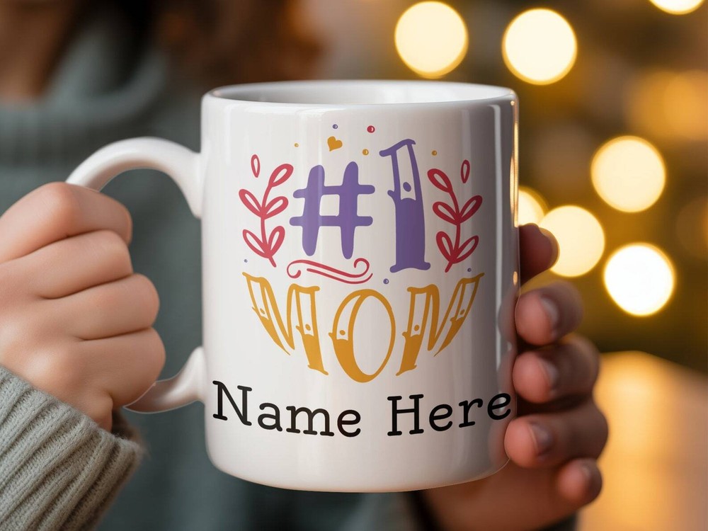 Custom Number 1 Mom Coffee Mug Colorful Unique Mother's Day Gift For Her