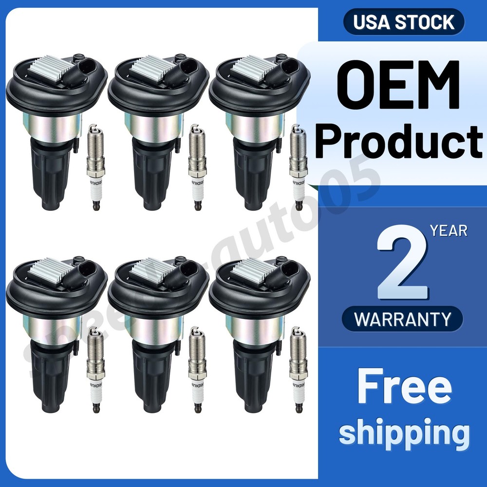 Pack 6 Ignition Bobinas Spark Plug UF303 For 2002-2005 GMC Envoy XL L6 4.2L
