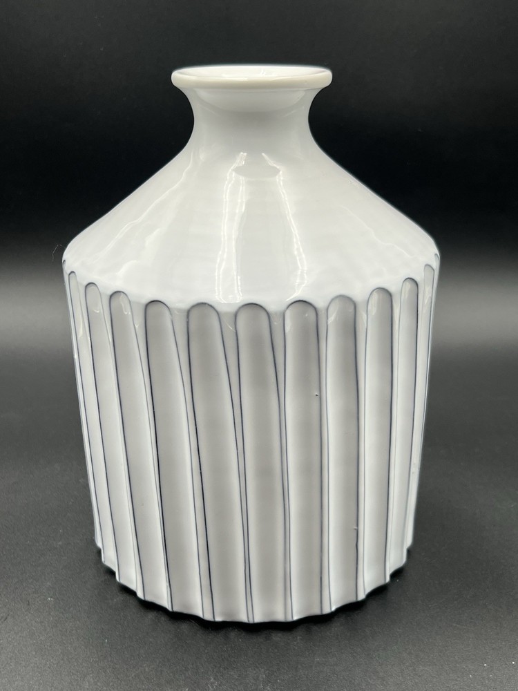 Brunello Cucinelli Ceramic Vase Fluted Sides Hand Made In Italy 10.25”Tall Read