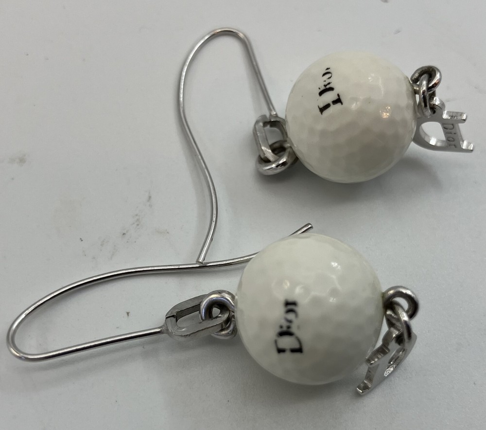 Dior White & Silver Earrings with Free Shipping