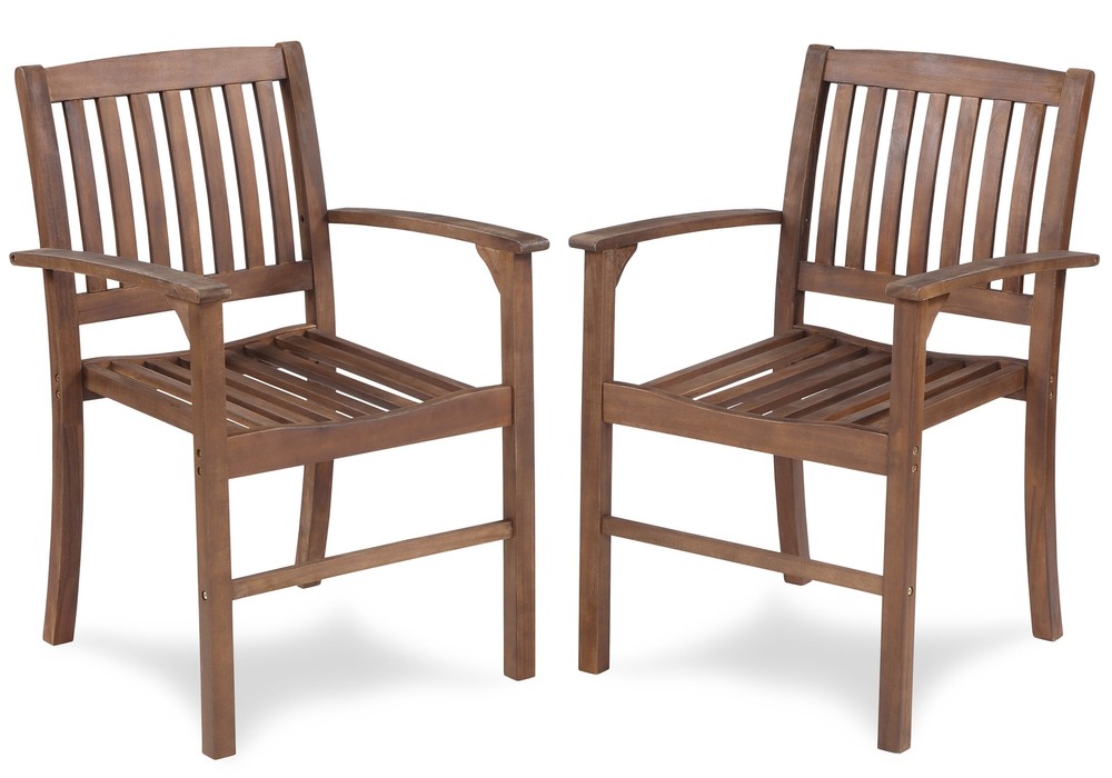 Elegant Acacia Wood Dining Chairs Set of 2-image