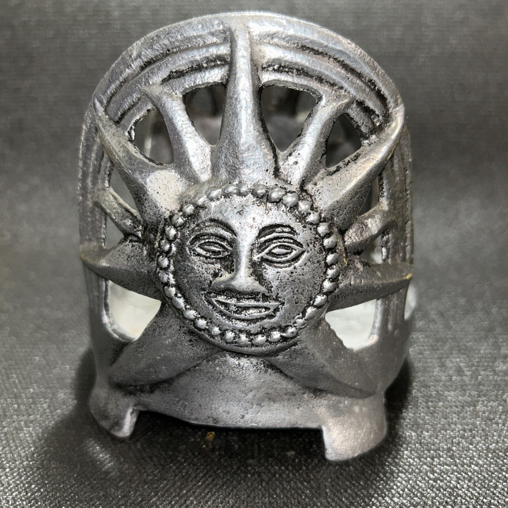 Vintage Pewter Sun Face Candle Holder Celestial Decor Boho