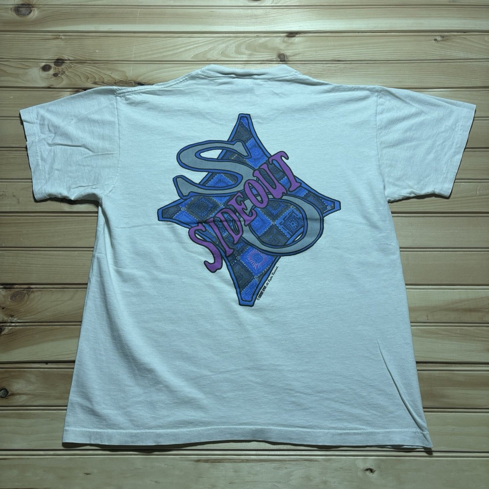 Vintage 90s Sideout Sports Surfing Surf Single Stitch White Shirt Size XL