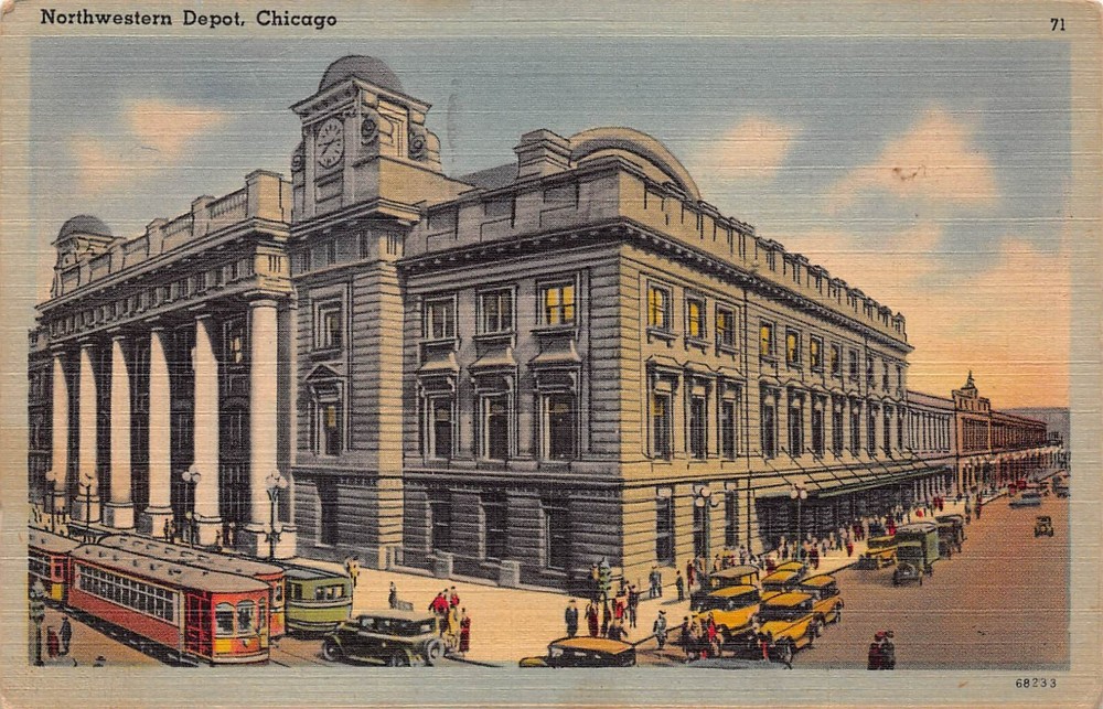 Chicago ILLINOIS IL Northwestern Train Station Depot Railroad VtgPostcard N1