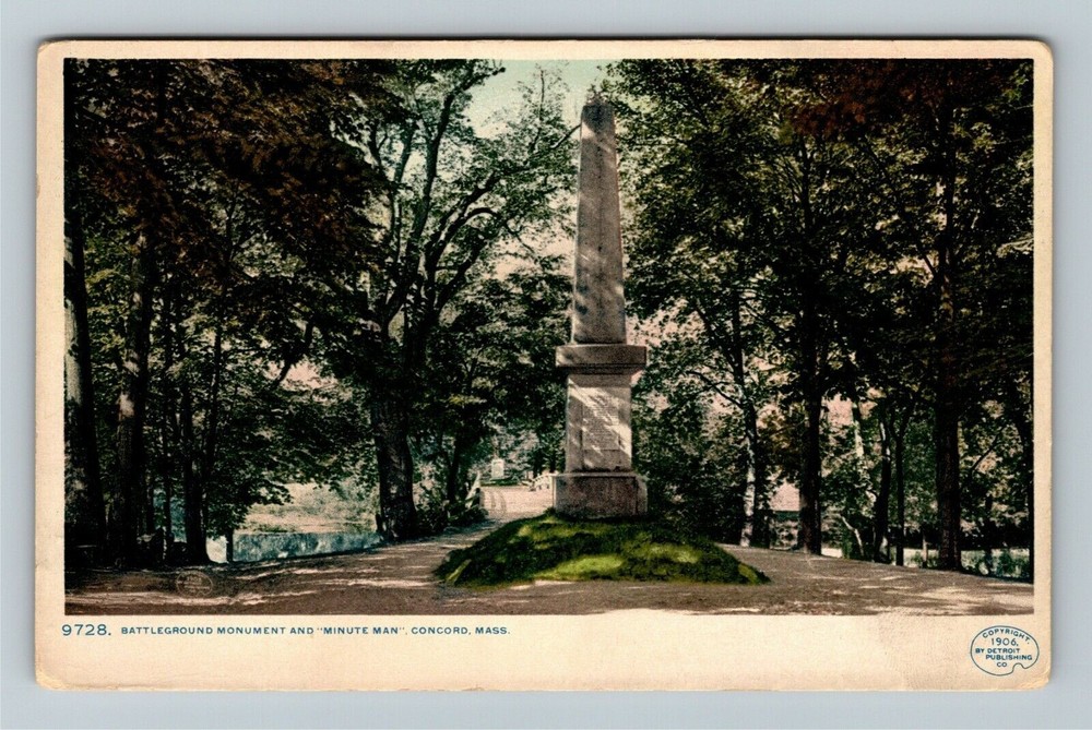 Concord MA-Massachusetts, Battleground Monument Minute Man Vintage Postcard