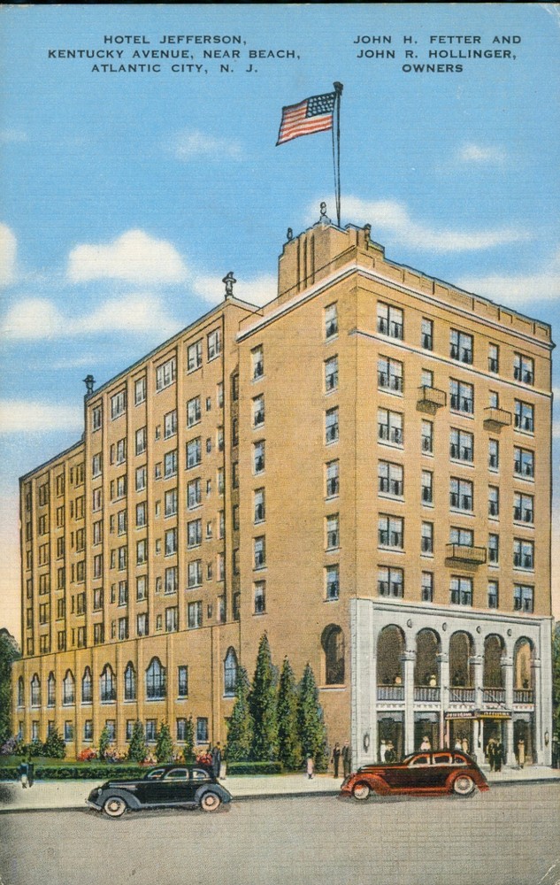 Hotel Jefferson Kentucky Ave Atlantic City New Jersey Postcard Old Vintage Card