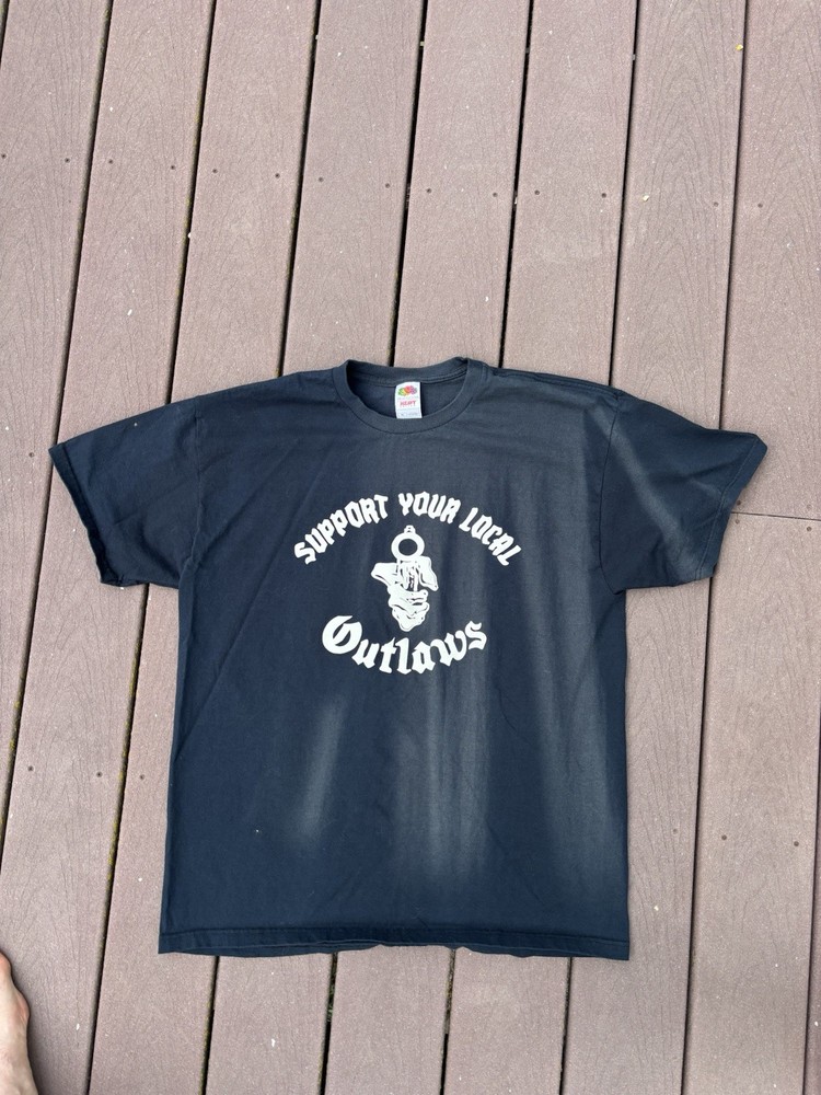 Vtg 1990s Support Your Local Outlaws MC 1% T Shirt Men’s XL Motorcycle Club Fade