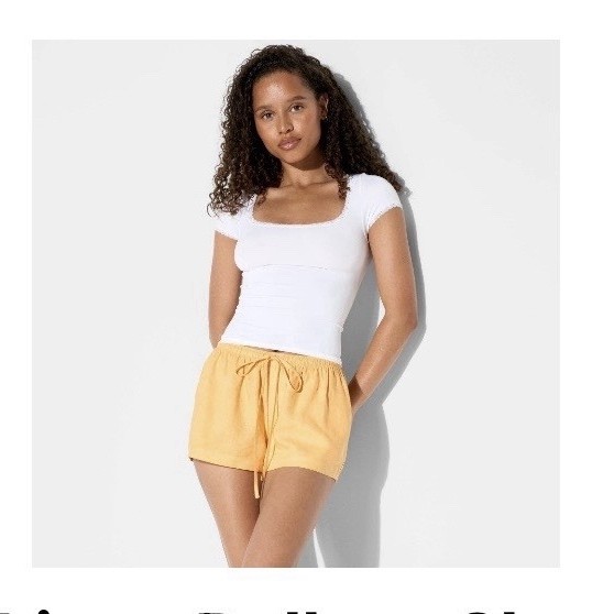 Wild Fable Women's Pull-on Linen Shorts Peach Orange M Drawstring