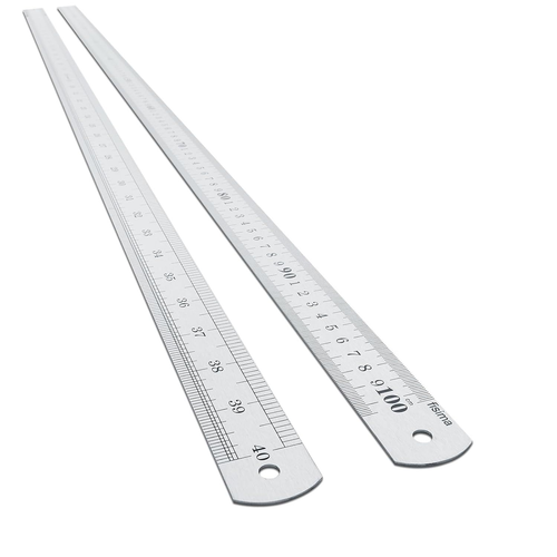 Fisima Large Stainless Steel Ruler Rule Measure Straight Edge 1 Metre Silver