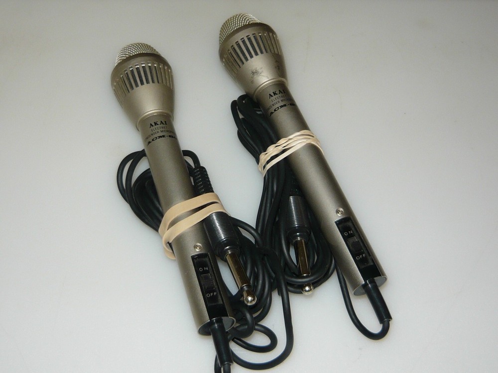 Pair Of Akai ACM-80 Electret Condenser Microphones Tested Working