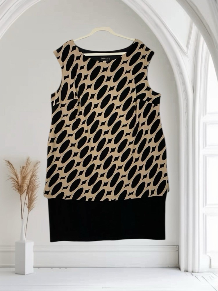 Connected Apparel Geo Print Layered Midi Dress Women’s Size 20W Jersey Stretch