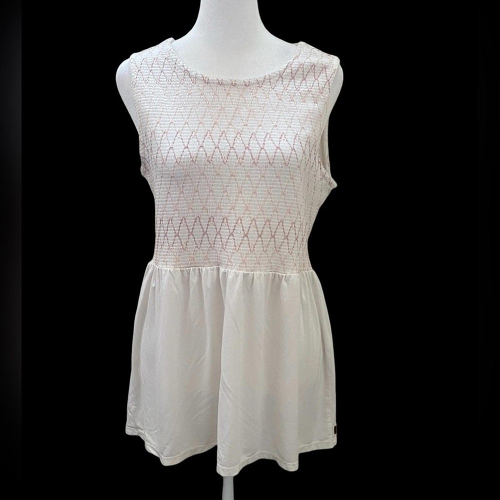 Matilda Jane White Sleeveless Blouse Size M Stretch Top Flowy Fit