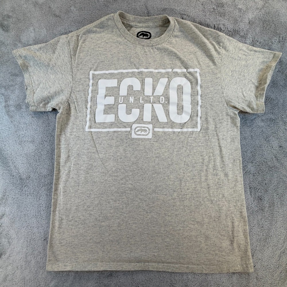 Ecko Unltd T-Shirt Men’s Medium Gray Short Sleeve Graphic Logo Tee
