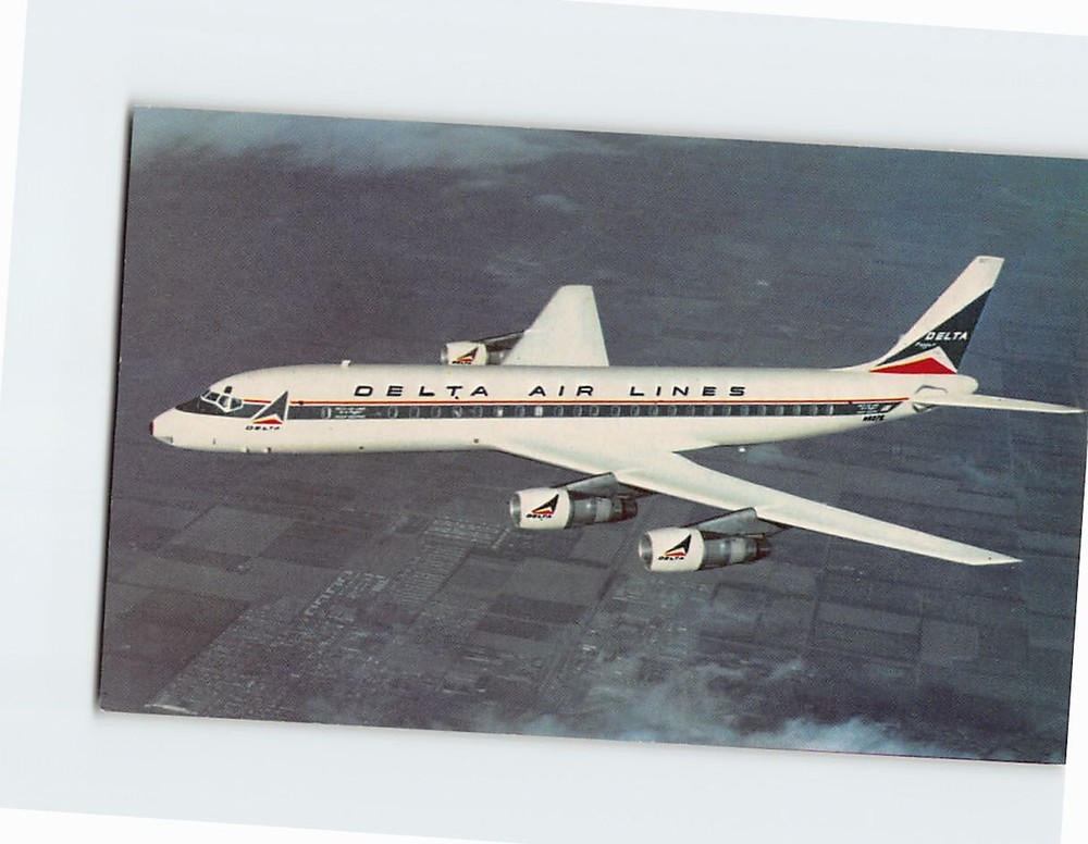 Postcard Delta Douglas DC-8 Fanjet Airplane/Aircraft