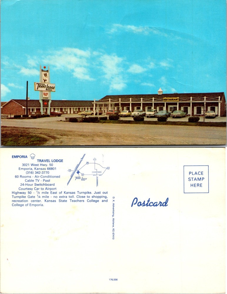 Emporia Travel Lodge Motel and Restaurant Kansas KS Postcard
