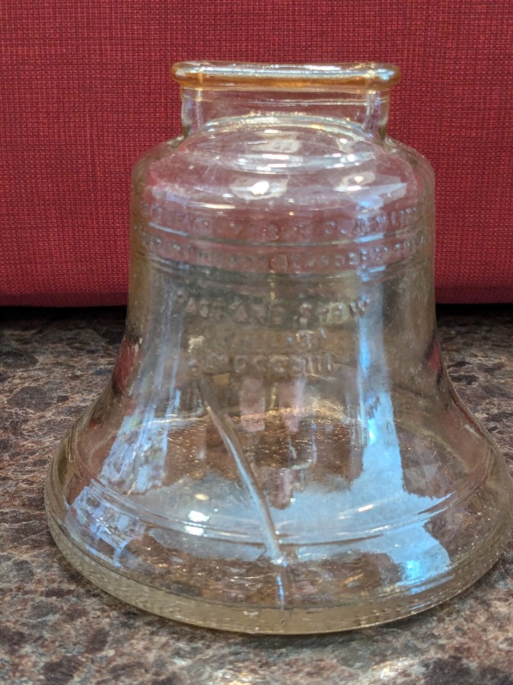 Vintage 1976 Bicentennial Glass Liberty Bell Coin Bank-Anchor Hocking