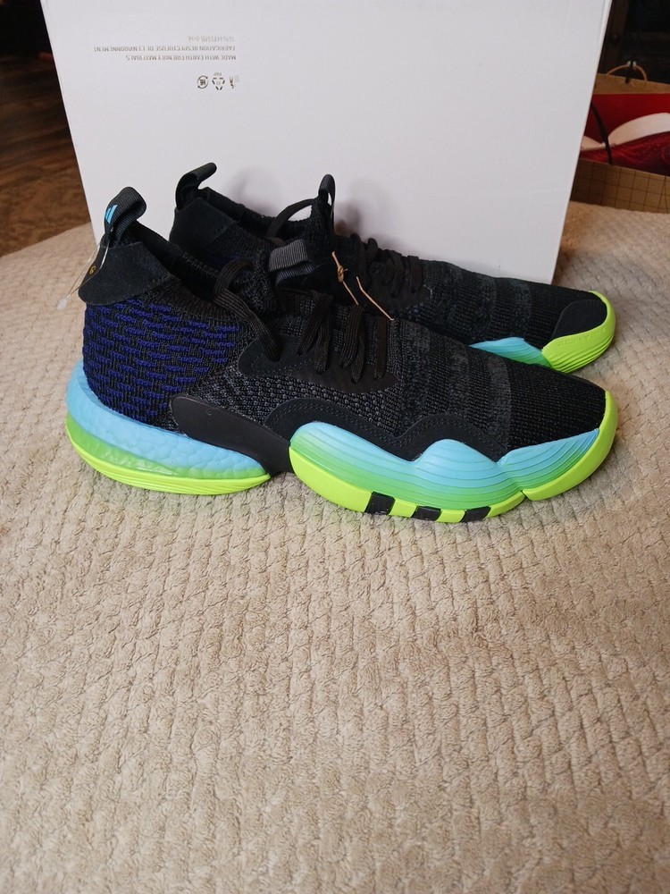 Adidas Size 10 Trae Young 2 Men's Black/Solar Green Basketball Shoes