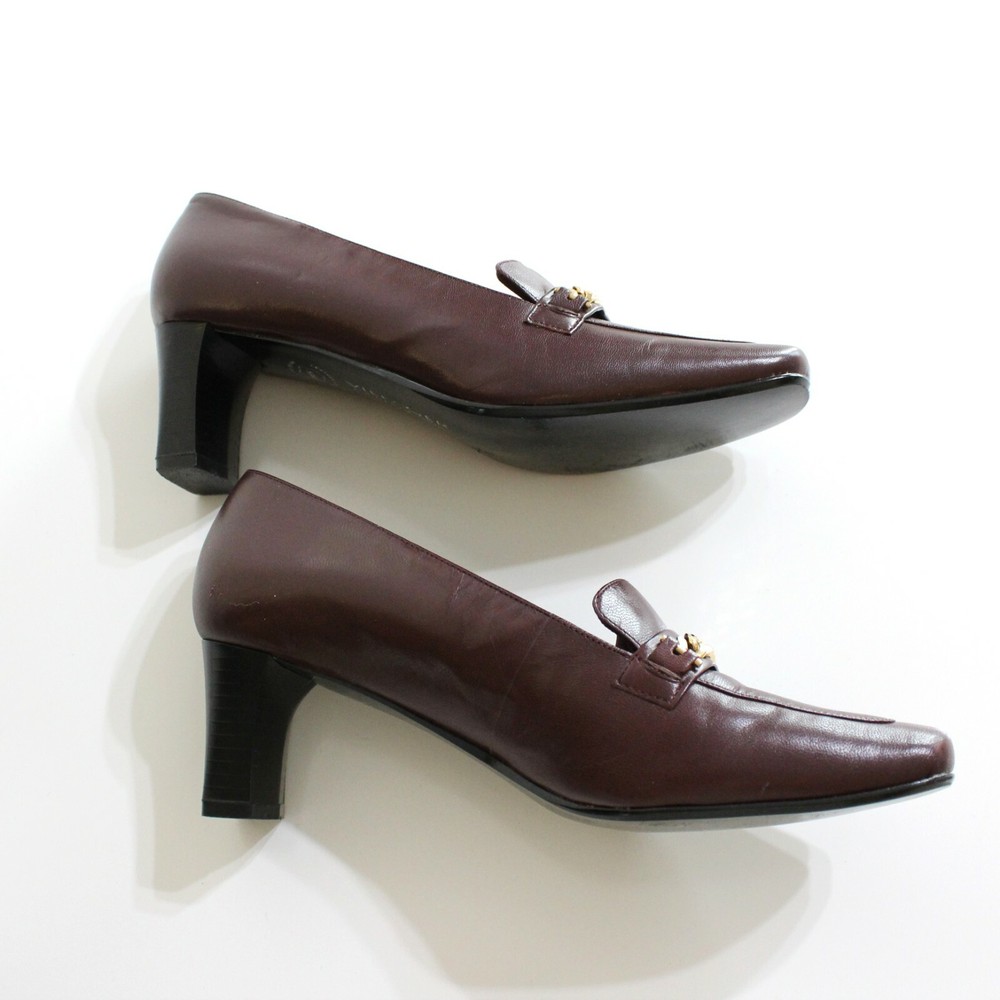 Villager Vintage Women's Leather Pumps Size 5.5 M Burgundy Dress Shoes