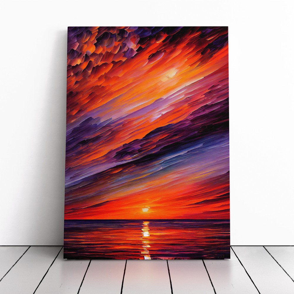 Ocean Sunset View No.3 Canvas Wall Art Print Framed Picture Home Office Decor