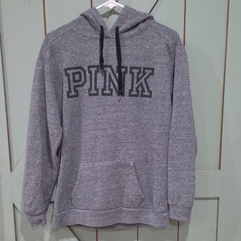 PINK Victoria's Secret Women’s XS Pullover Hoodie Gray Logo Cotton Blend