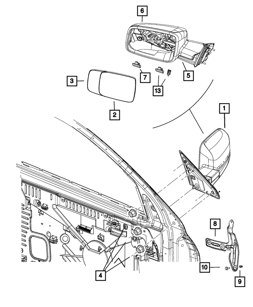 Genuine Mopar Mirror Replacement Glass Left 68286843AA