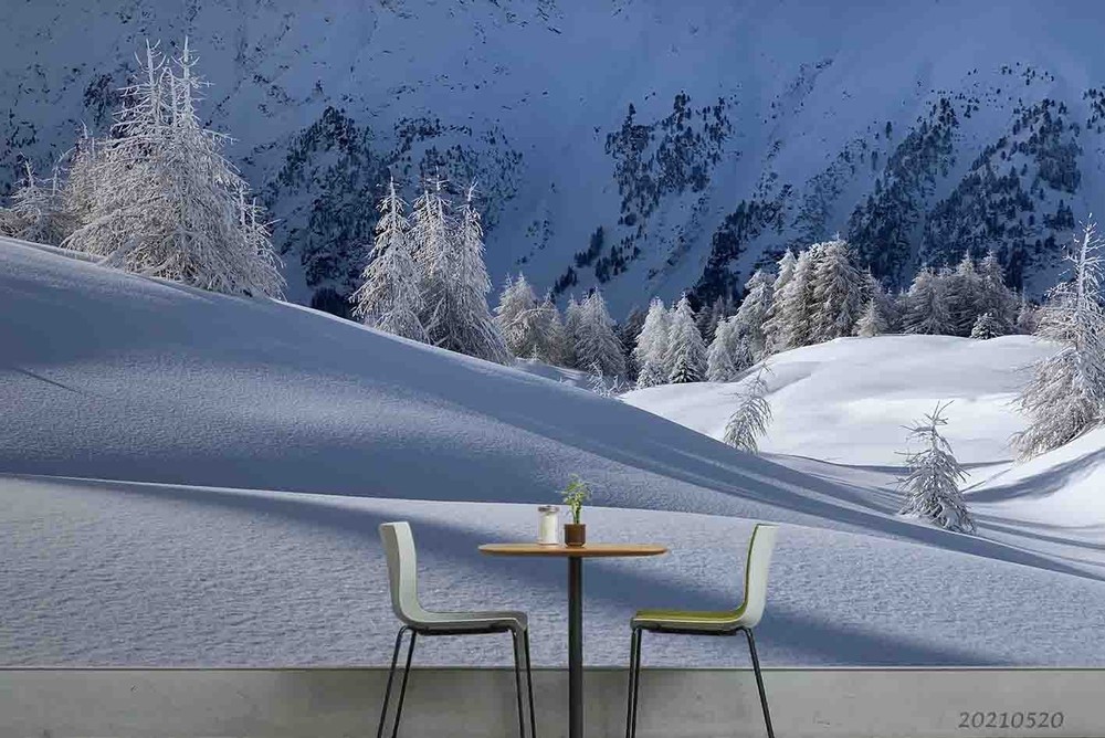 3D Snow-capped Mountain Landscape Wall Murals Wallpaper Murals Wall Sticker