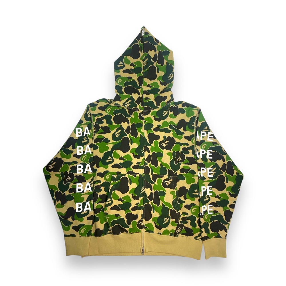 BAPE Full Zip Hoodie - Green ABC Camo Logo Edition L