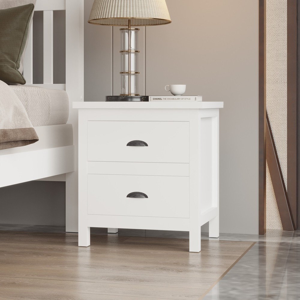 2-Drawer Compact Nightstand with Ample Storage  