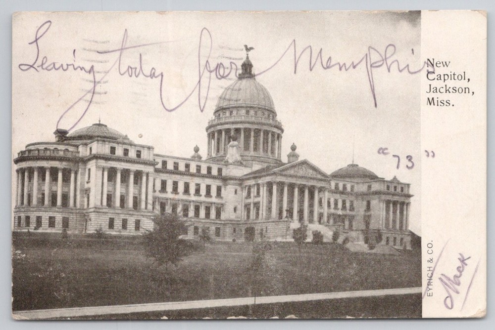1907 Mississippi State Capitol Jackson MS Postcard EYRICH & CO. Owatonna MN