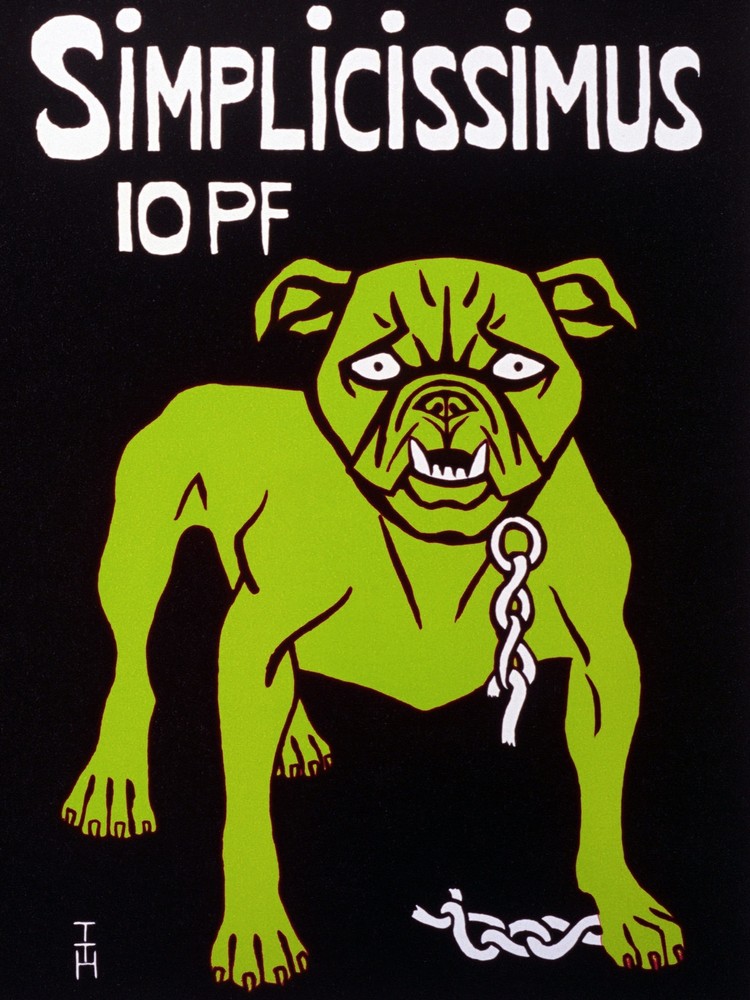 Simplicissimus Green Dog Decorative Poster. Graphic Art. Interior Design 2363