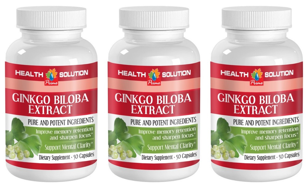 Ginkgo Biloba 120mg Energy Pills – Anti-Aging Antioxidant Supplement – 3 Bottles