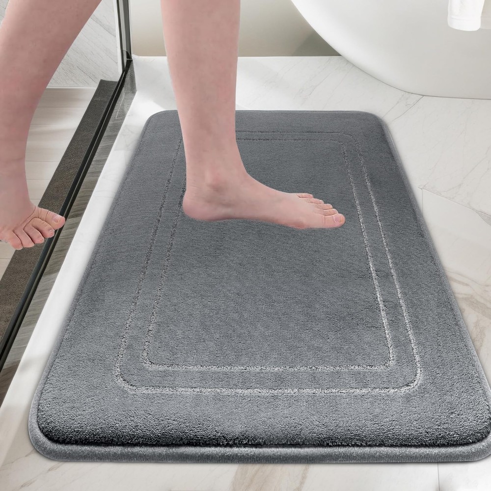 Ultra Soft Absorbent Memory Foam Bath Mat Rug 24x16 Inches for Bathroom
