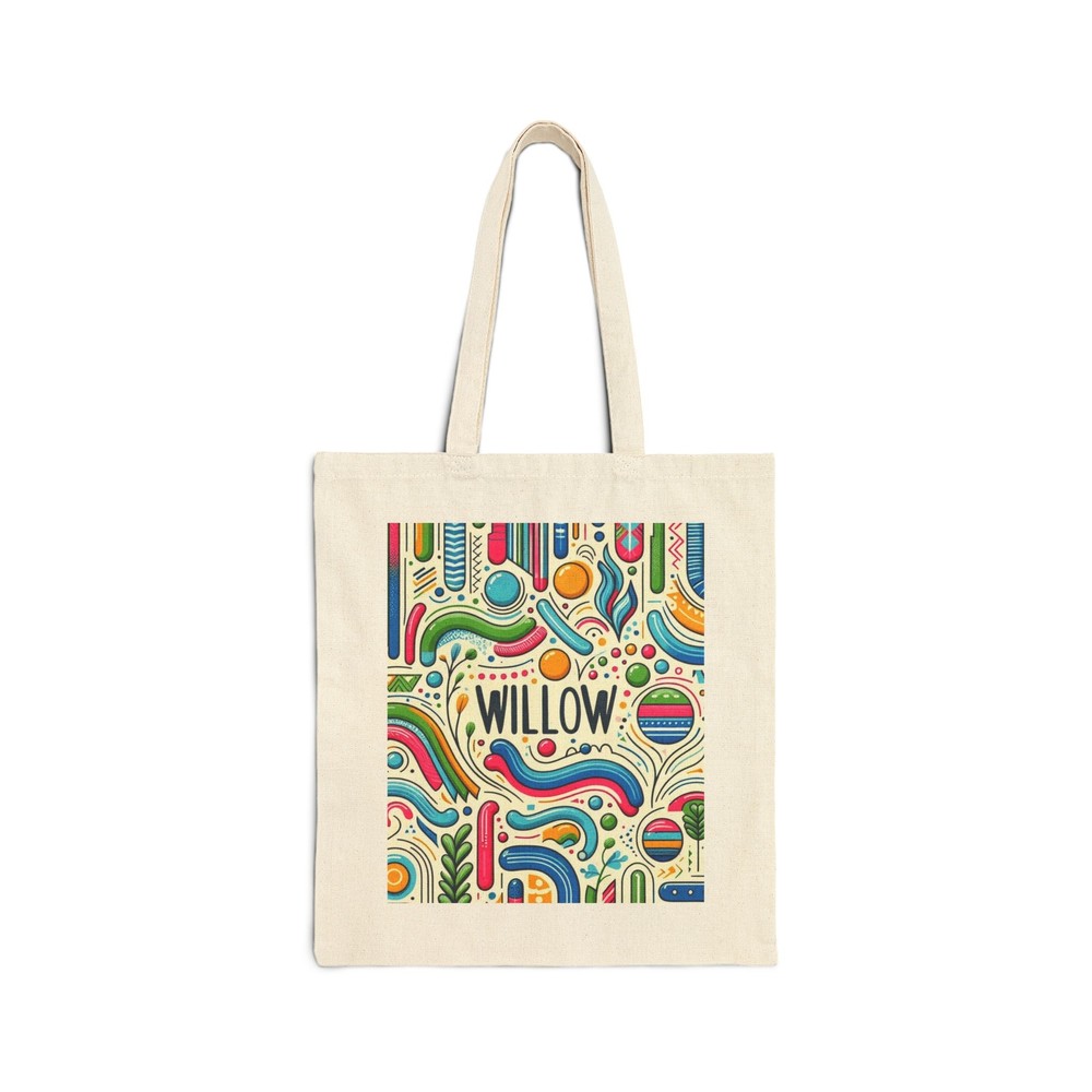 Personalized WILLOW Cotton Canvas Tote Bag with Colorful Abstract Design-image