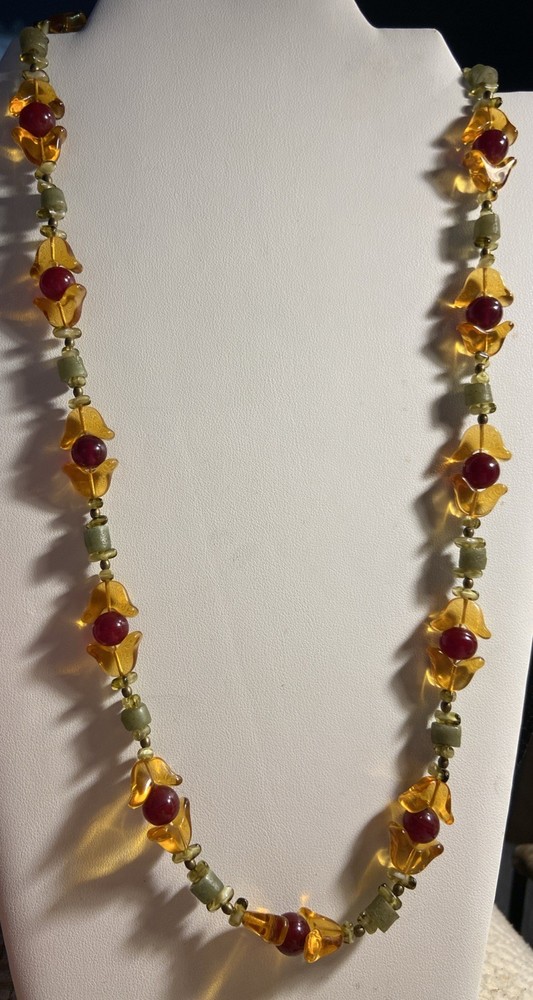 VTG FRUIT SALAD Glass Crystal Necklace Tutti-Frutti 25