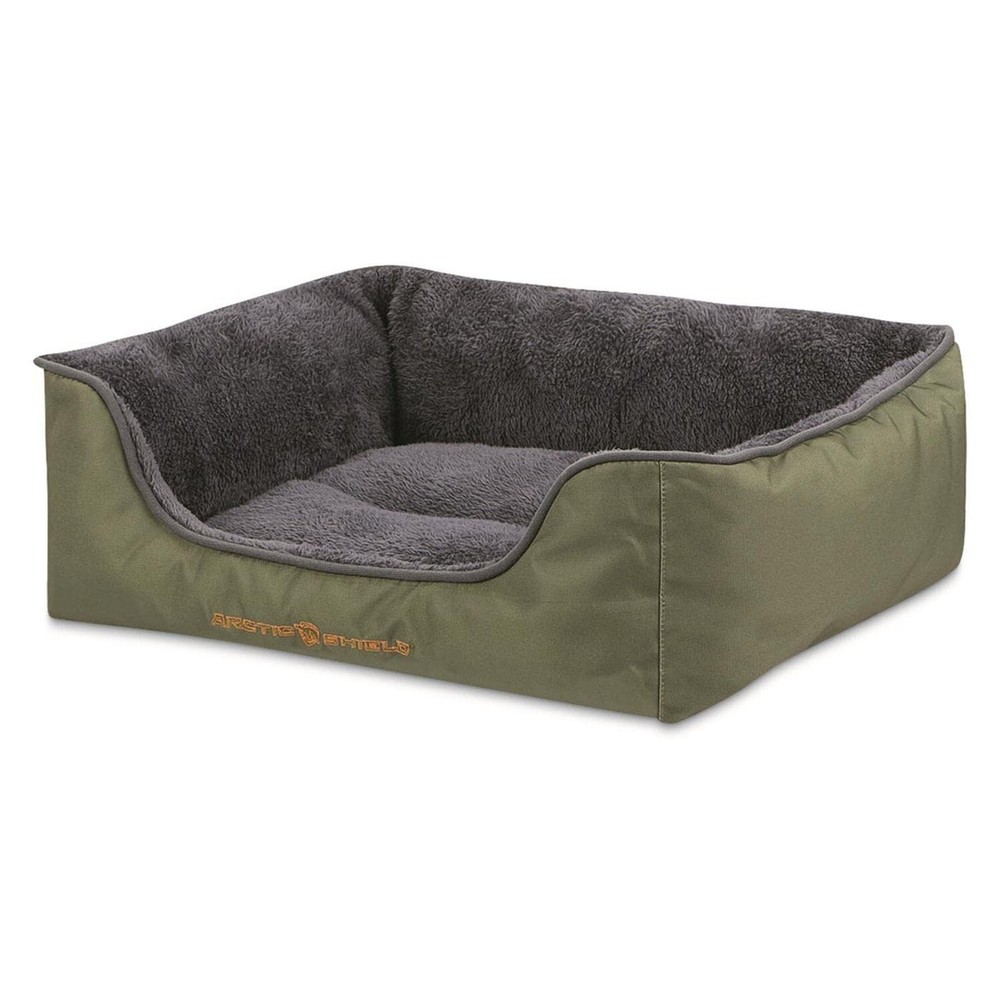 ArcticShield Insulated Dog Bed Medium Size Winter Moss for Cold Weather Comfort  
