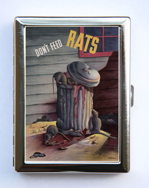 Don't Feed Rats Cigarette Case Wallet Business Card Holder