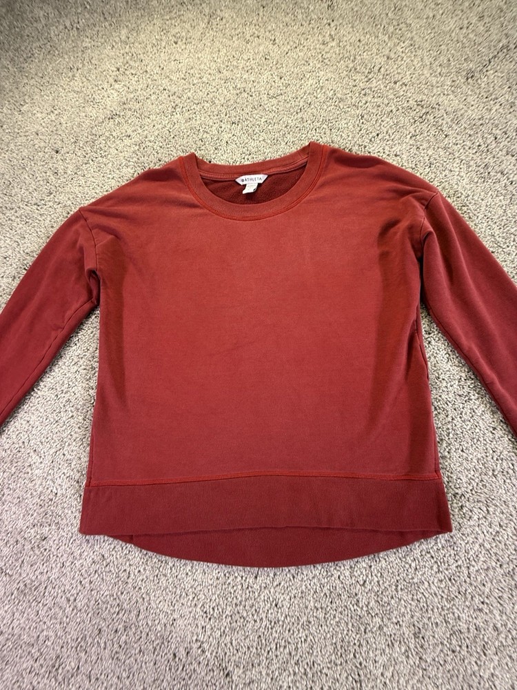 Athleta Women’s Sweatshirt Red High Low Bottom Cotton Blend