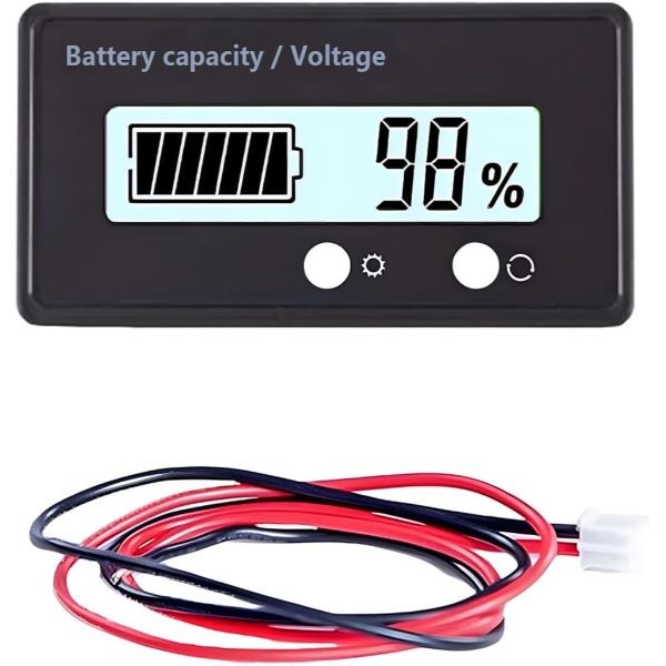 12V 24V 48V 60V 72V Golf Cart Battery Capacity Indicator with Ala Color: White