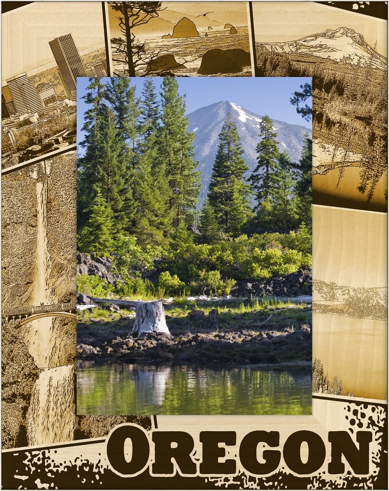 Oregon Laser Engraved Wood Picture Frame Portrait (4 x 6)