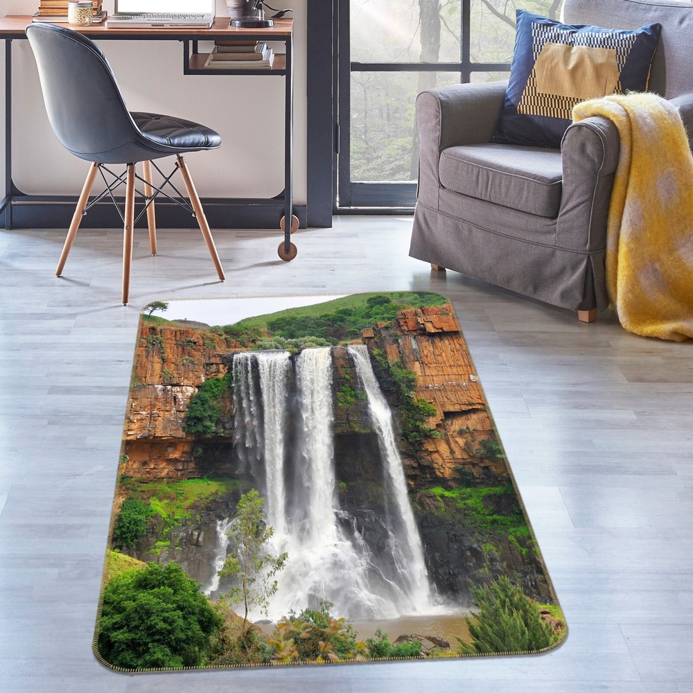 3D Waterfall Trees ZHUC2657 Game Non Slip Carpet Mat Photo Carpet Amy