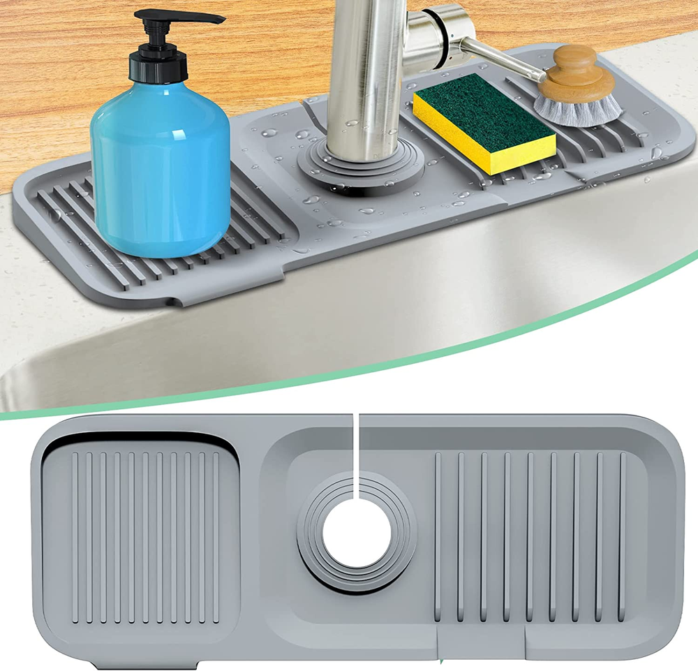 Silicone Sink Splash Guard Drip Catcher Tray Mat for Faucet