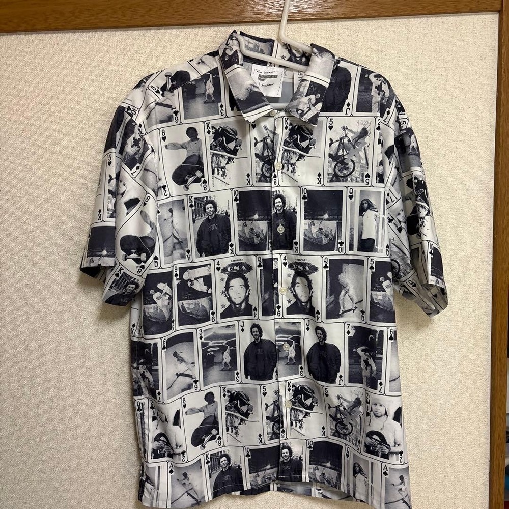 Mark Gonzales Trump Card Print Short Sleeve Shirt M White/Black