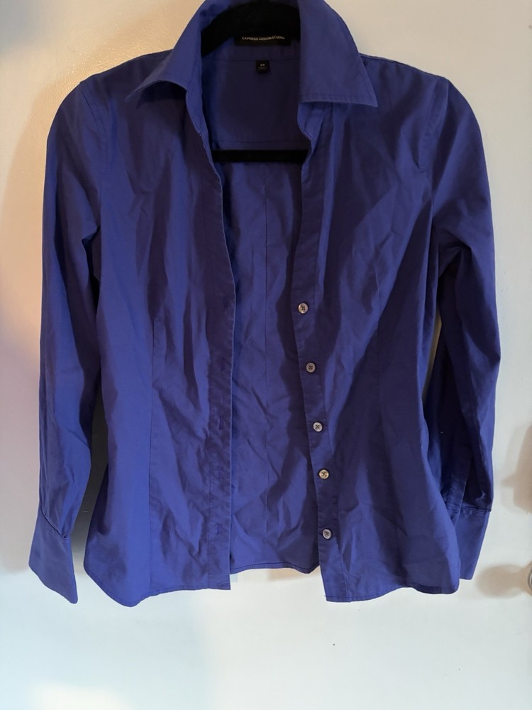 Express Women's Blue Long Sleeve Blouse