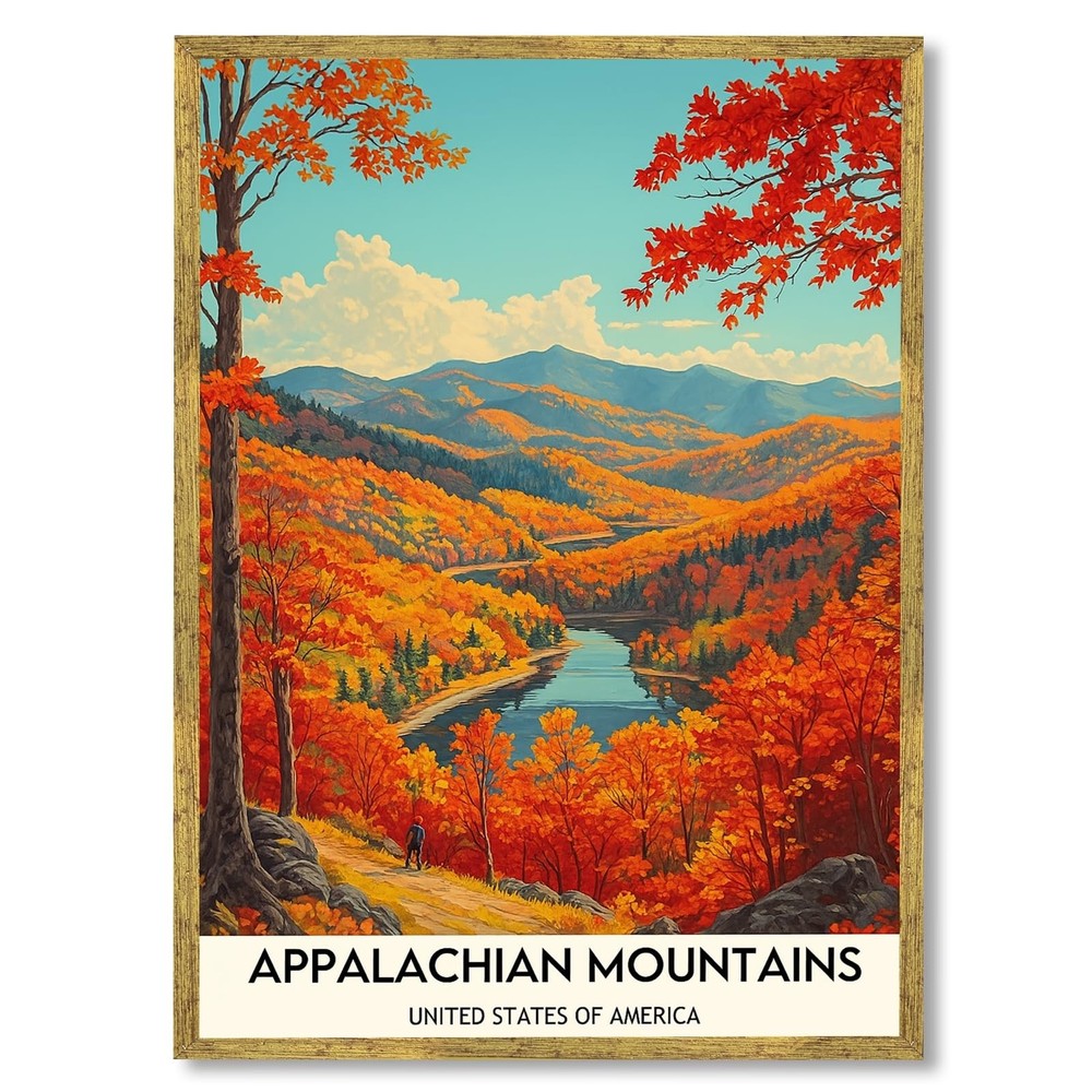 Framed Appalachian Vintage Travel Posters Appalachian Mountains Wall Art Canv...