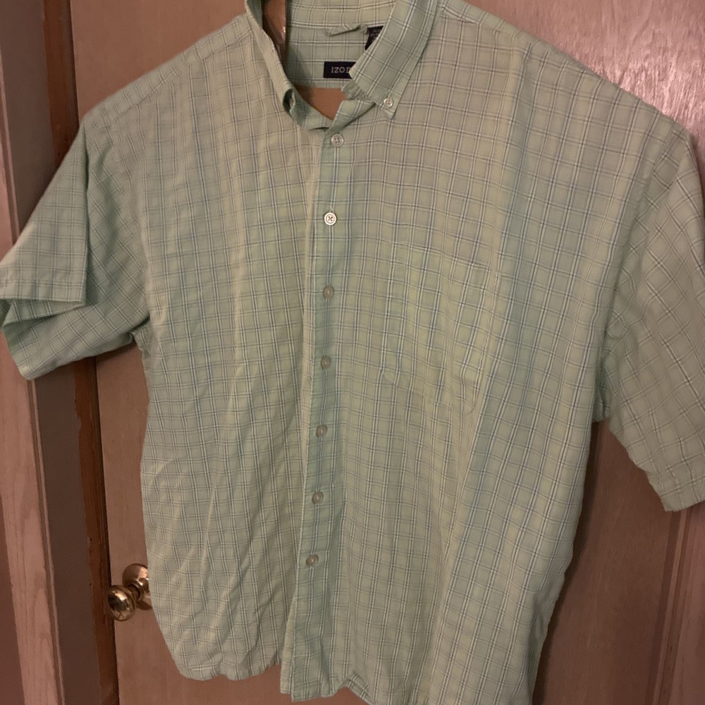 IZOD Men's Short Sleeve Button Down Shirt Plaid  2X